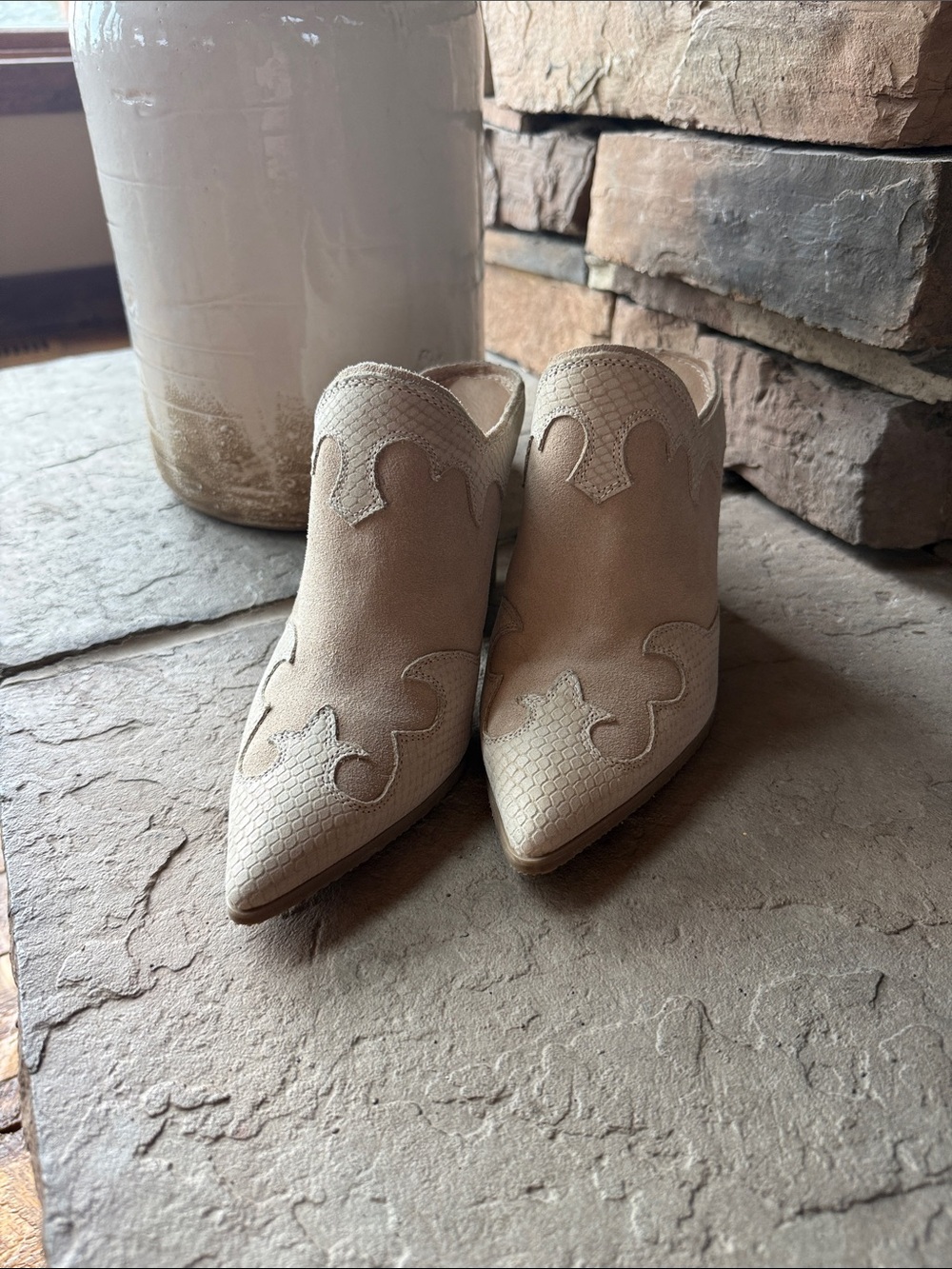 Donald J. Pliner Beige Suede Pointed Toe Mules
